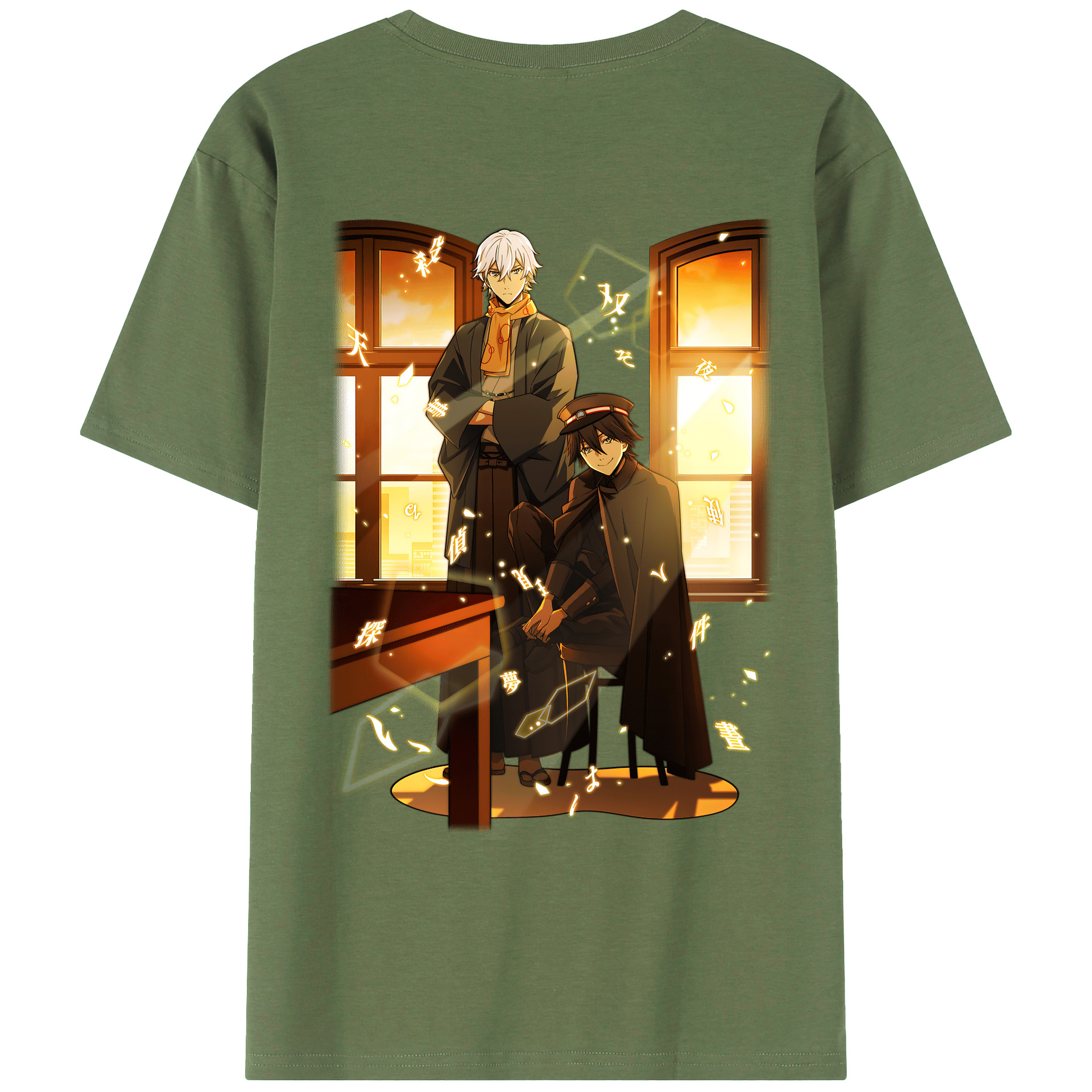 （画像用） 文豪ストレイドッグス Bungo Stray Dogs 綿100％ メンズ半袖Tシャツ（バックプリント） 通気性